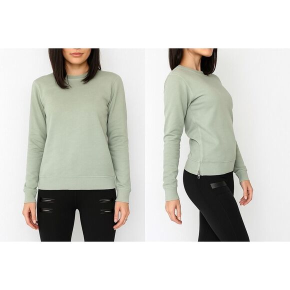 Cotton Citizen Side Zip Sweatshirt Sage Green Size M - Picture 1 of 12